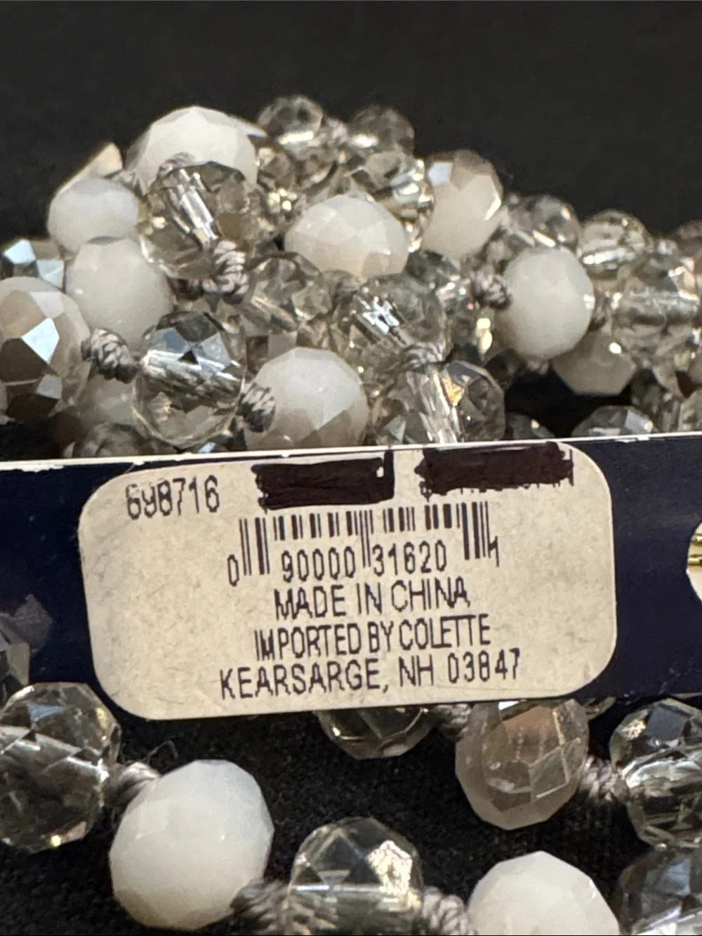 NIB Niquead Clear and White Faceted Bead Strand Necklace
